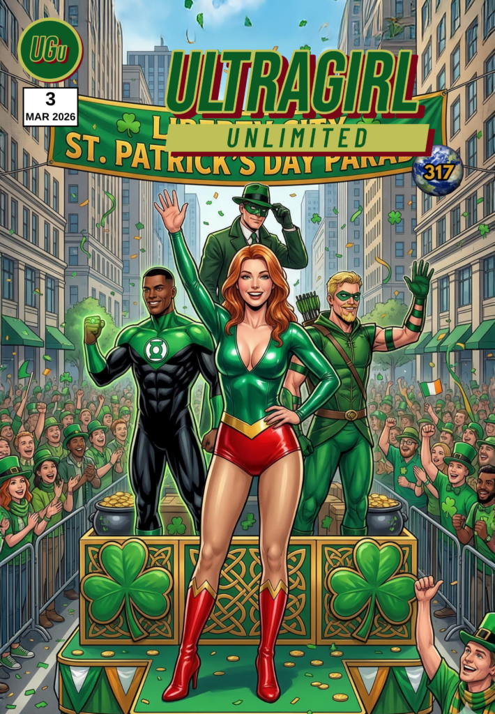 UltraGirl Unlimited issue 3 cover, St. Patrick's Day parade, March 2026
